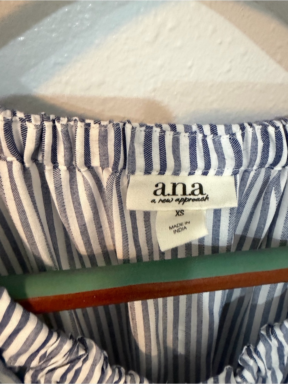 a.n.a Light Blue Striped Midi Dress with Smocked Waist - Picture 6 of 6